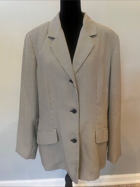 Norton McNaughton Black and White Houndstooth Blazer